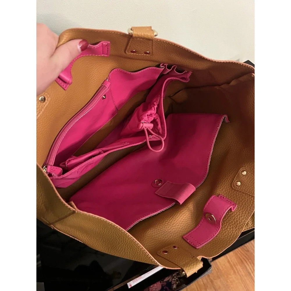 Charming Charlie Work Tote Laptop Shoulder Bag Caramel Travel Women Accessories